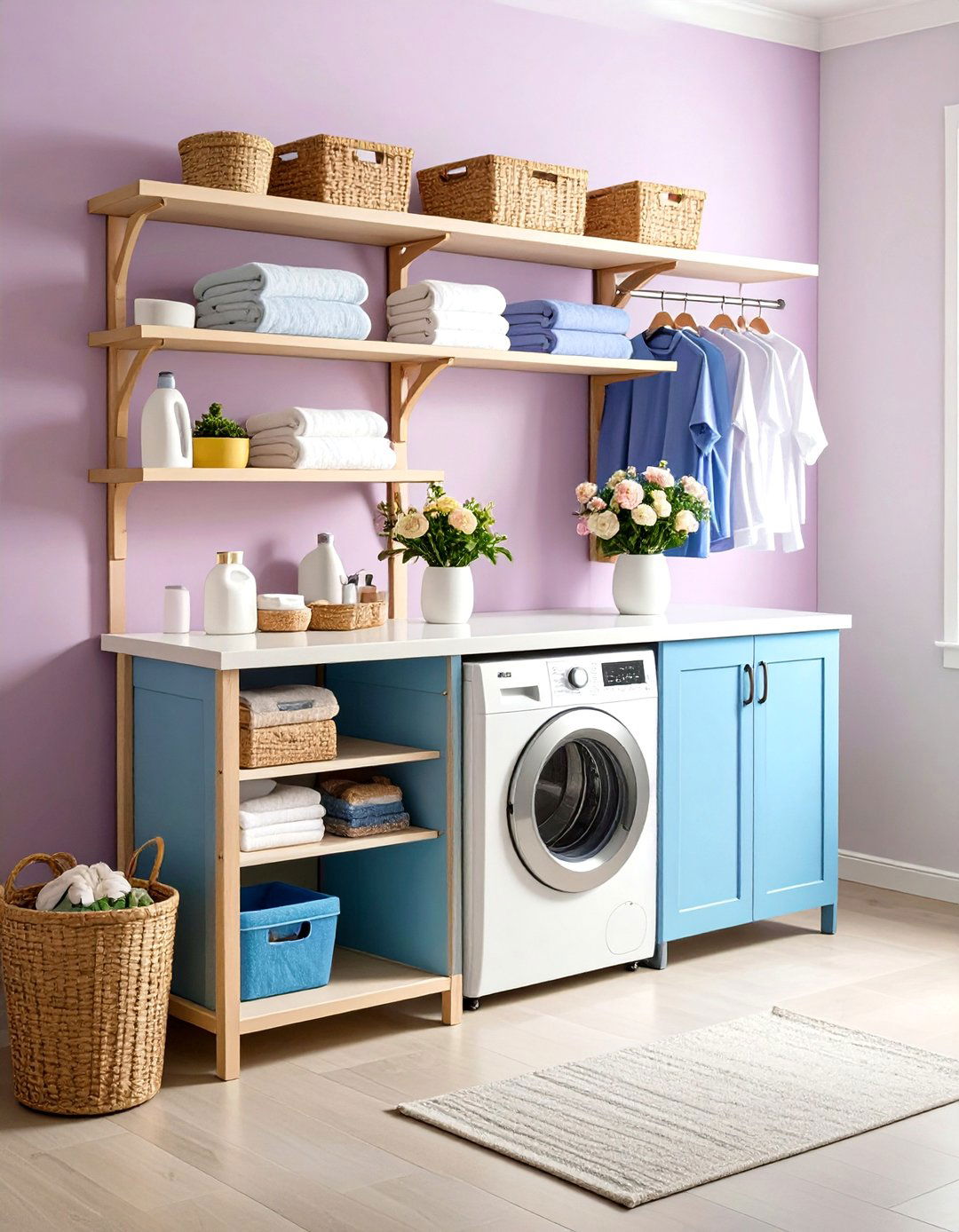 Fold Down Laundry Room Storage Station and Work Surface - 20 Laundry Room Storage Ideas