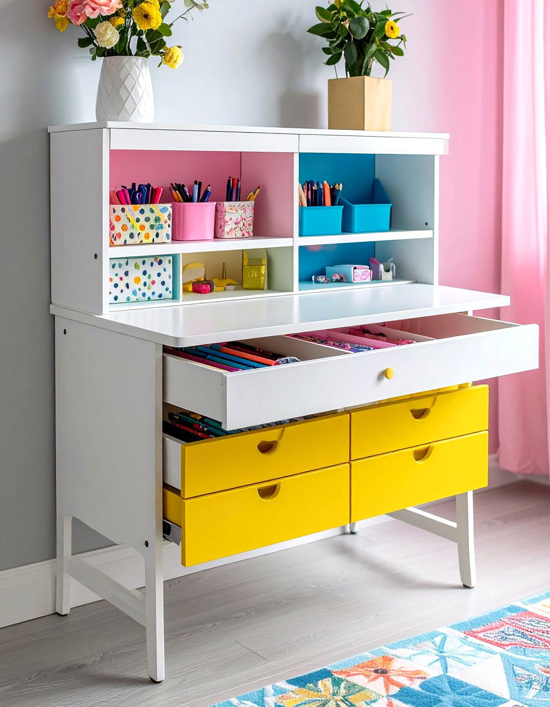 Fold Down Wall Mounted Craft Table - 20 Craft Room Organization Ideas