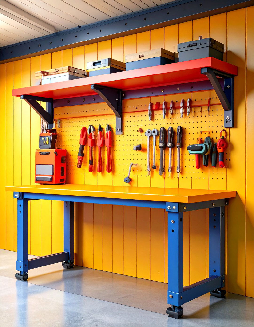 Fold Down Workbench Nook - 20 Garage Wall Ideas