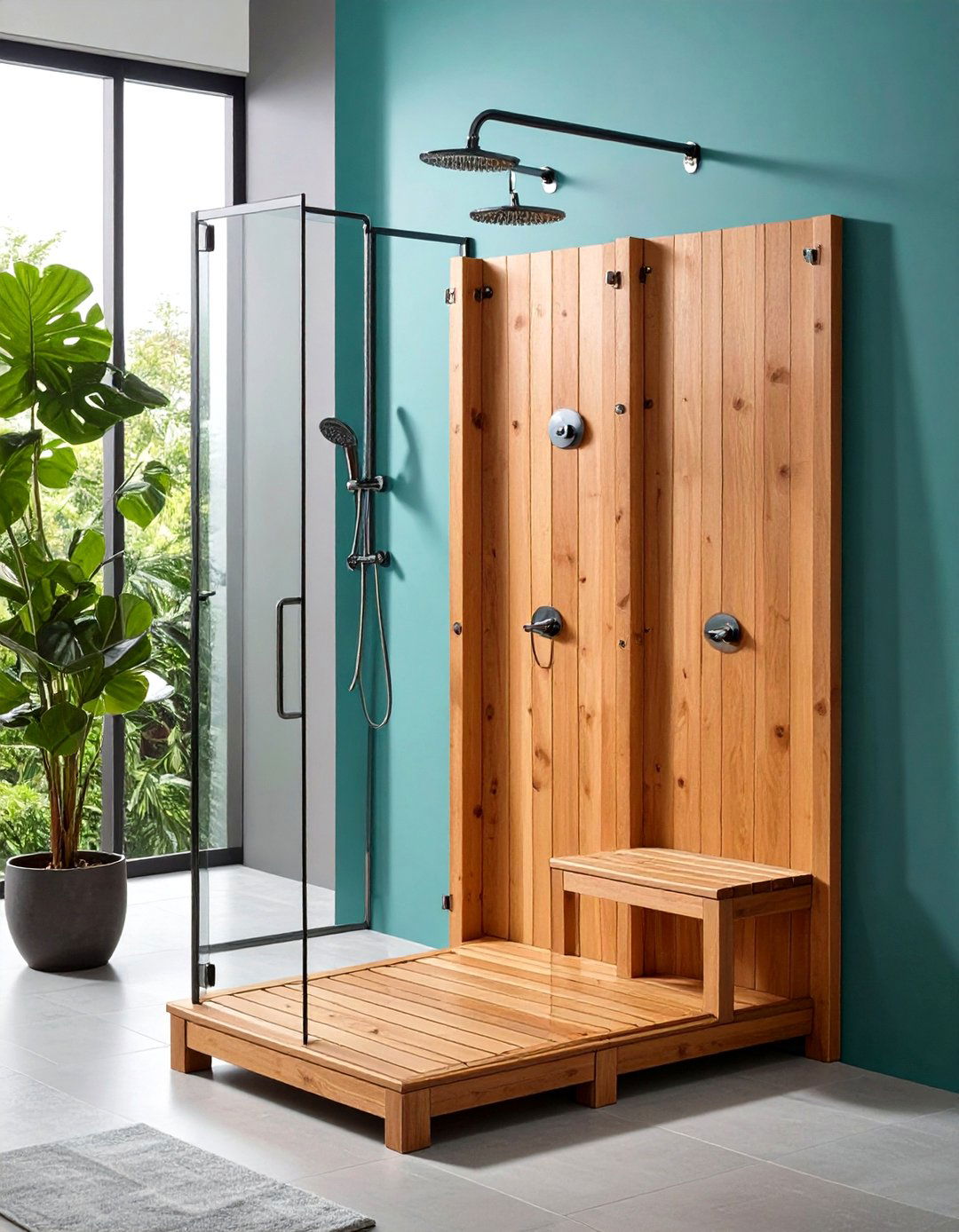Folding Teak Seat - 20 Shower Bench Ideas