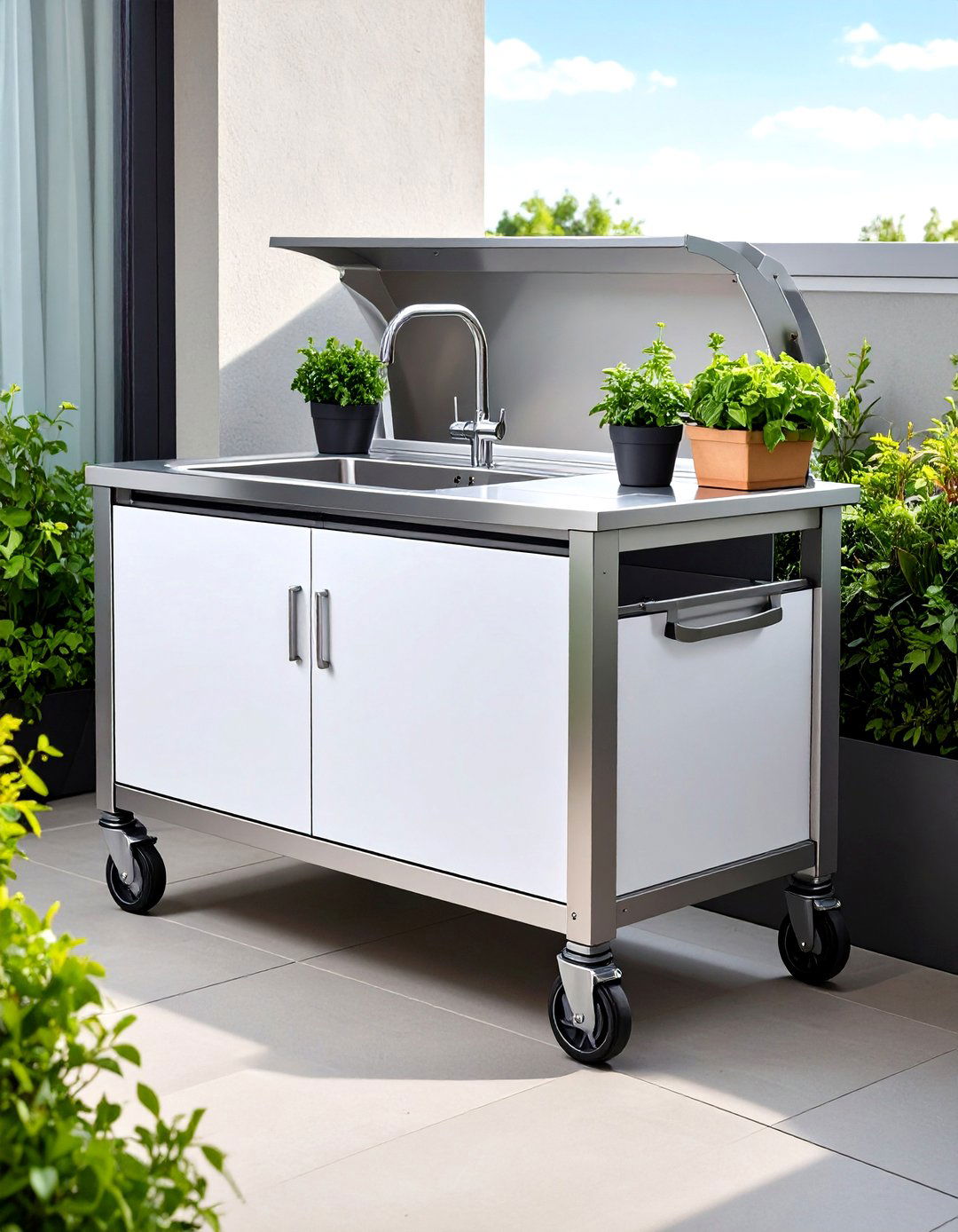 Foot Pump Mobile Outdoor Sink Station - 20 outdoor sink ideas