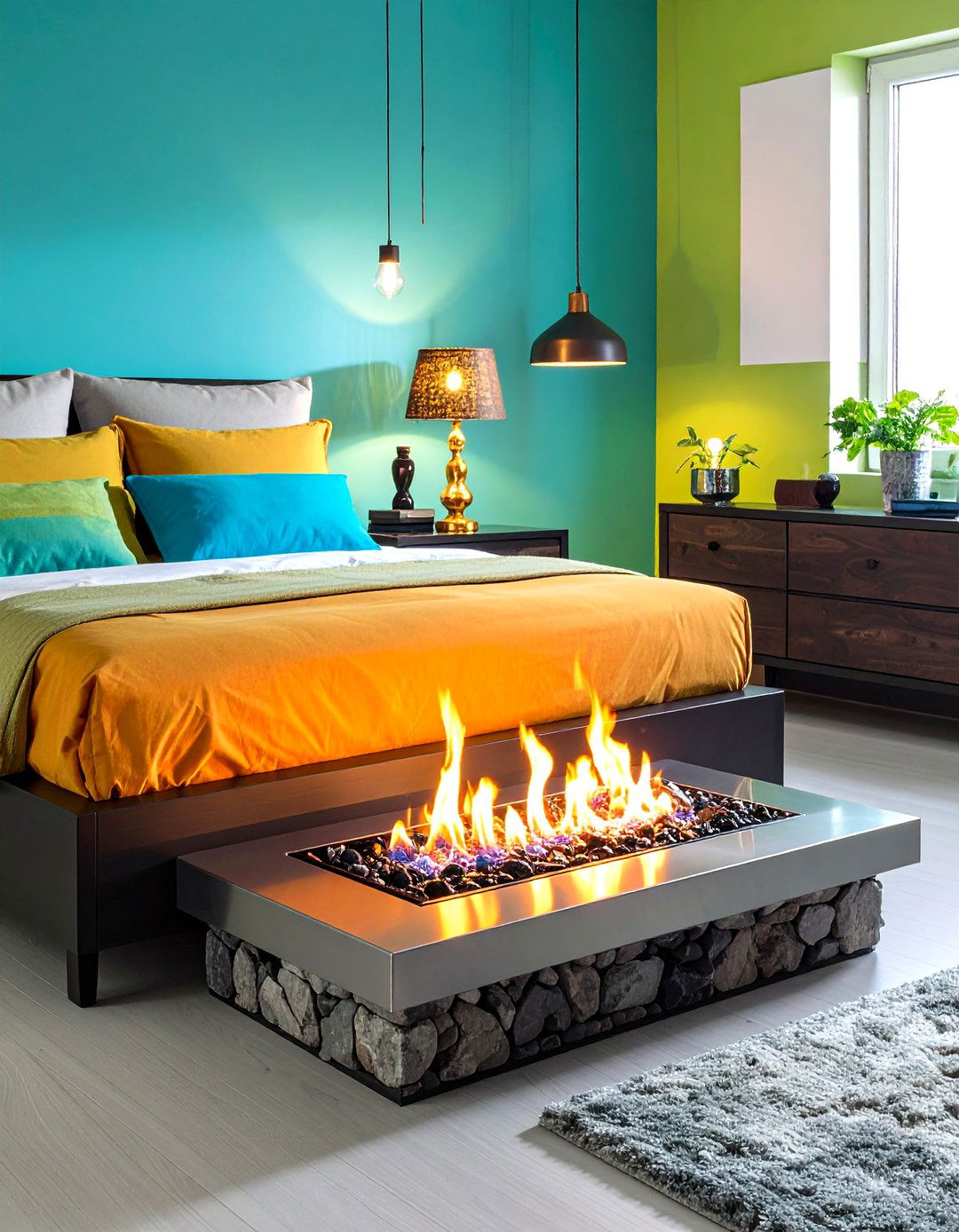 Foot of Bed Floating Ethanol Burner - 20 Bedroom Fireplace Ideas