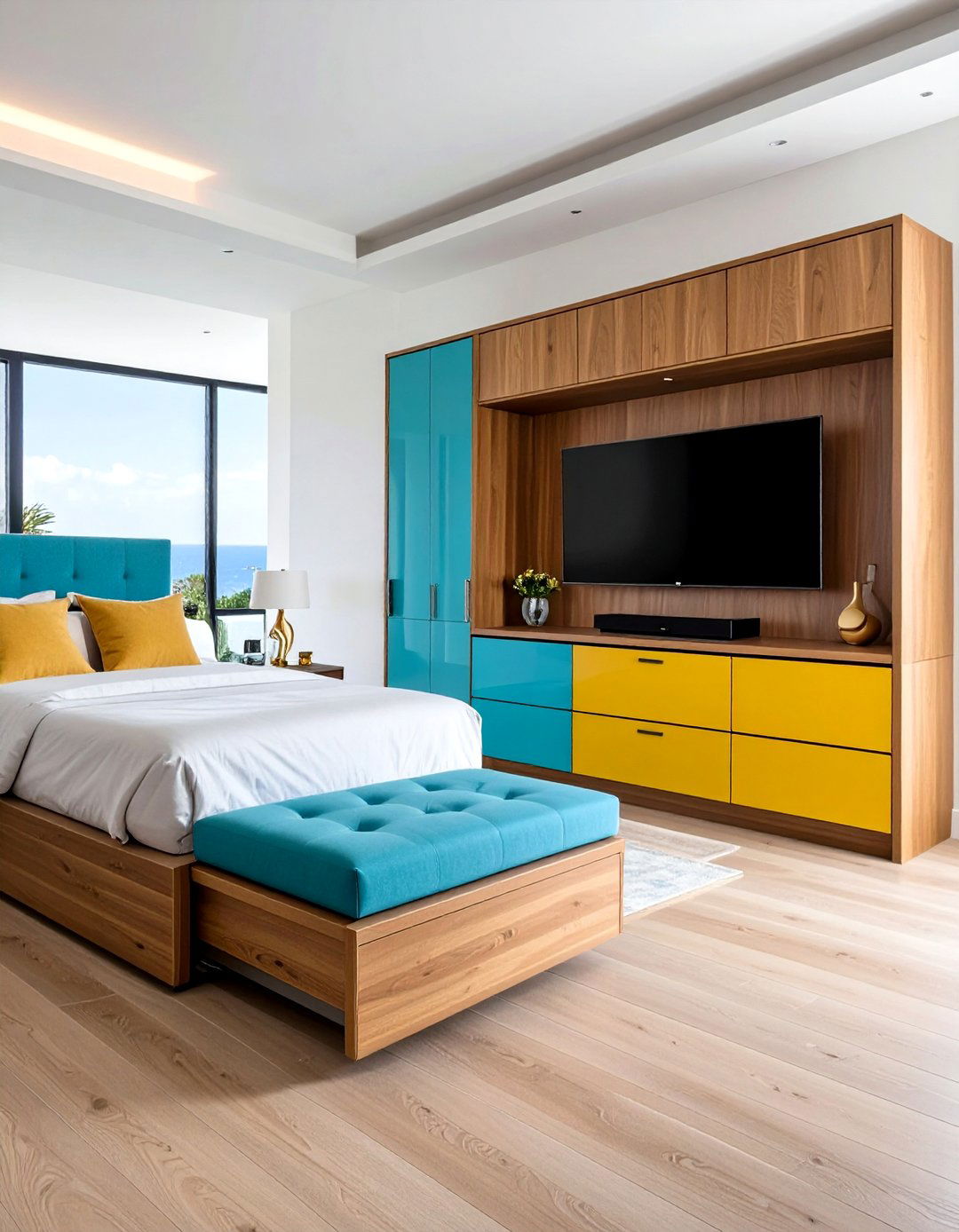 Foot of Bed Motorized Lift Cabinet for a Bedroom TV - 20 Bedroom Tv Ideas