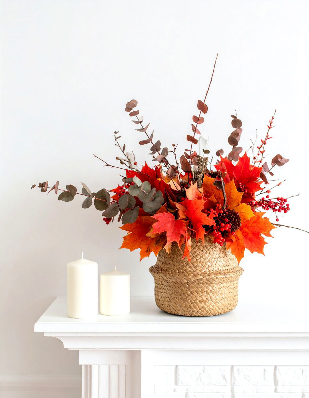 Foraged Foliage Showcase Mantel - 20 Fall Mantel Decor Ideas