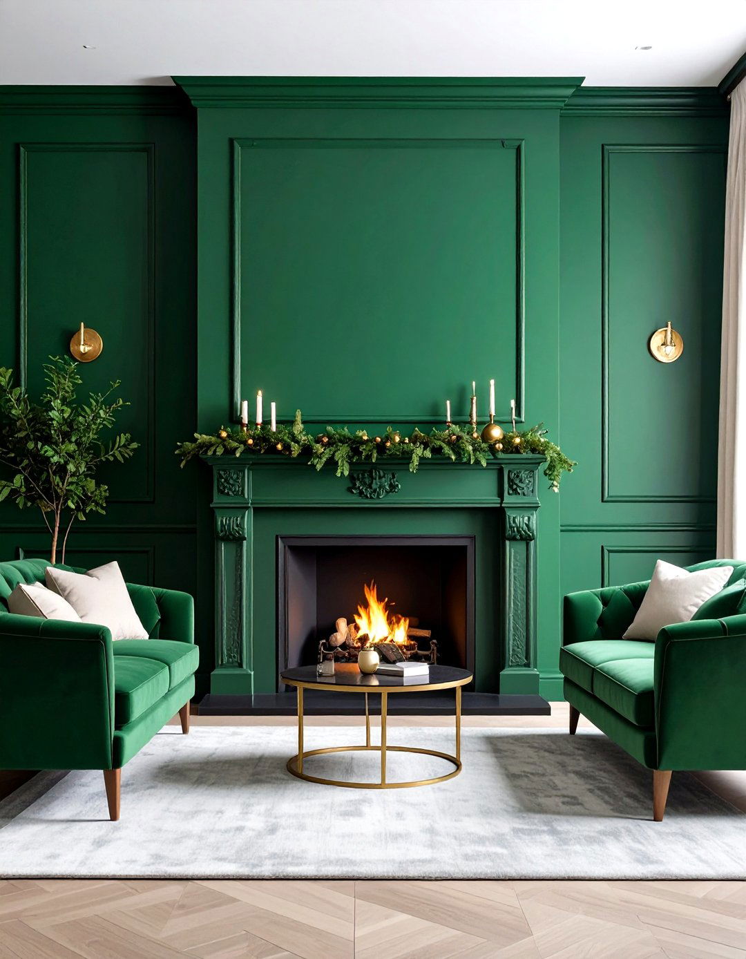Forest Green Accent Wall Fireplace - 20 Green Fireplace Ideas