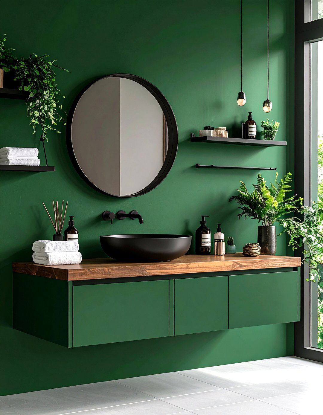 Forest Green Accent Wall - 20 Forest Green Bathroom Ideas