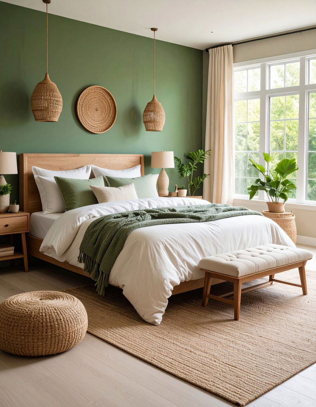 Forest Green Bedroom Accent Wall as a Simple Statement - 20 Forest Green Bedroom Ideas
