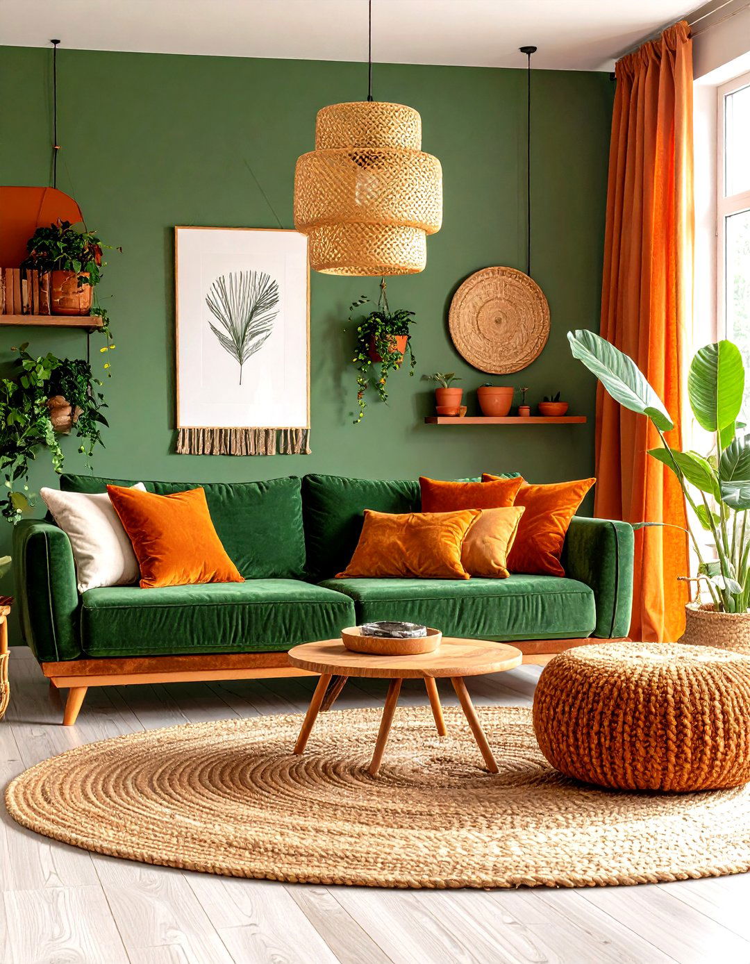 Forest Green Botanical Terracotta Living Room - 20 terracotta living room ideas