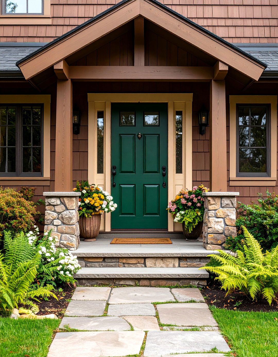 Forest Green Brown House Front Door Color - 20 Brown House Front Door Colors