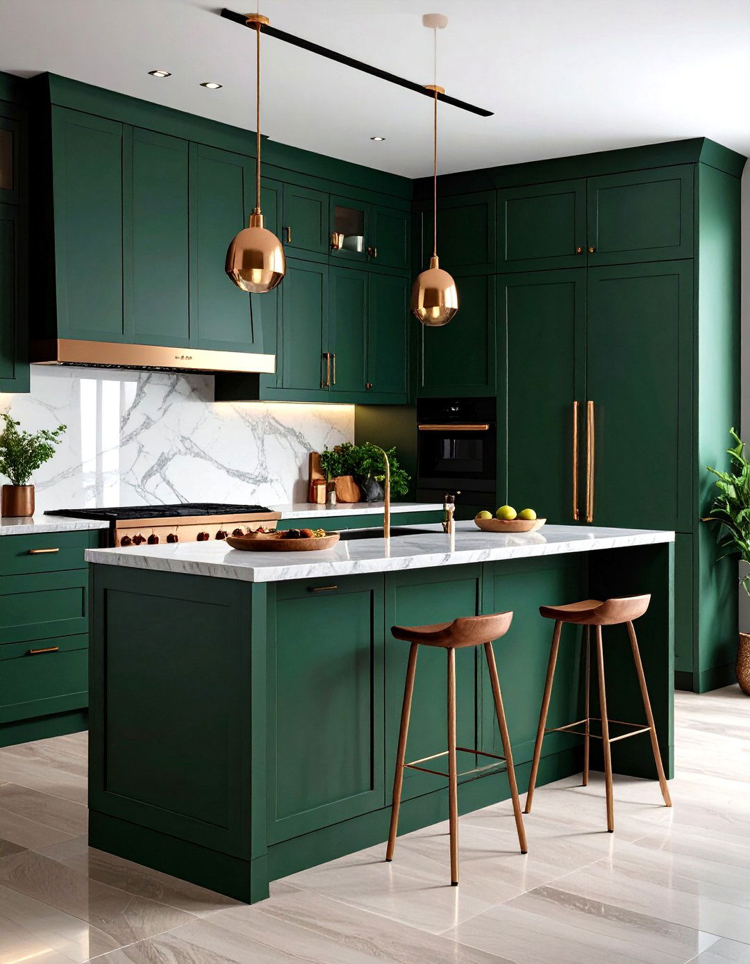 Forest Green Cabinet Richness for Dramatic Kitchen Designs - 20 What Color Cabinets Go With Black Appliances
