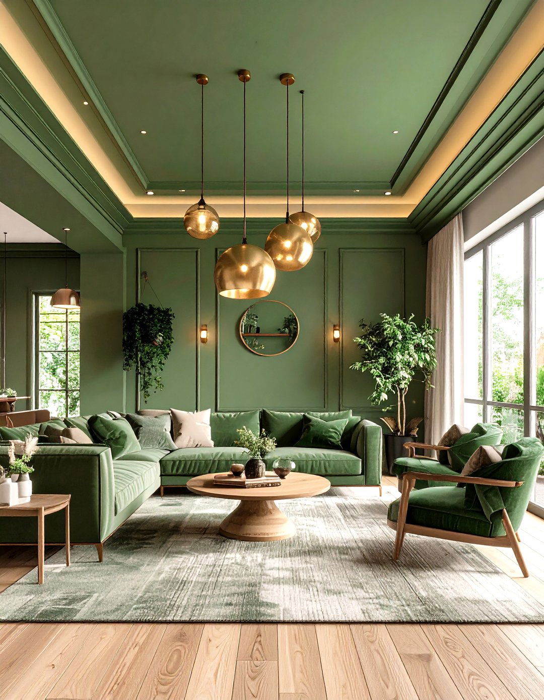 Forest Green Ceiling for a Cozy Cocoon - 20 Dark Green Living Room Ideas