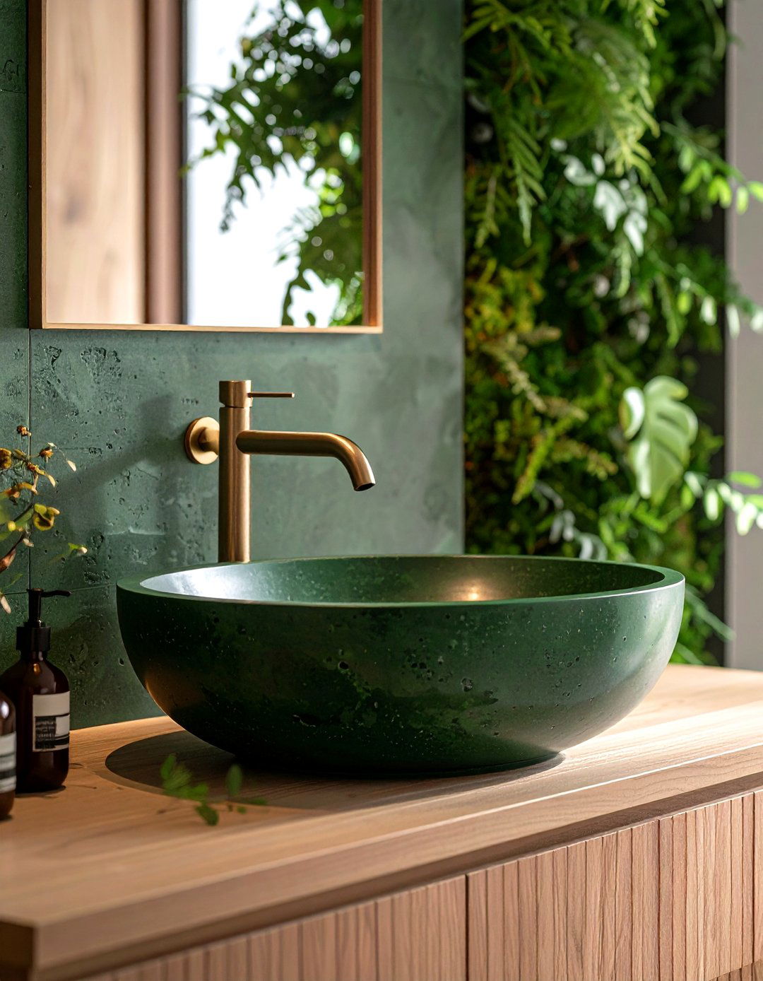 Forest Green Concrete Sink - 20 Forest Green Bathroom Ideas
