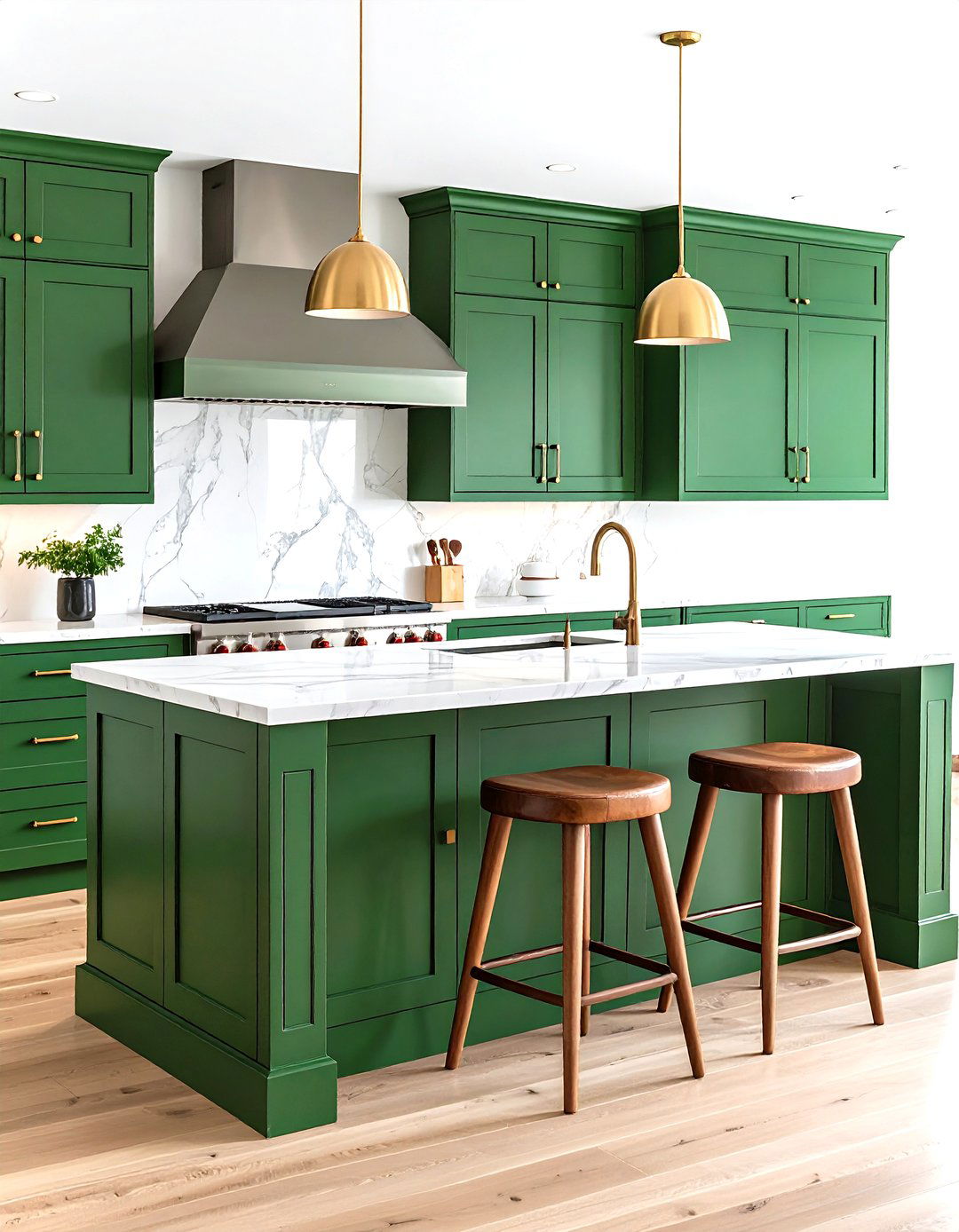 Forest Green Island as a Confident Statement Piece - 20 Forest Green Kitchen Ideas