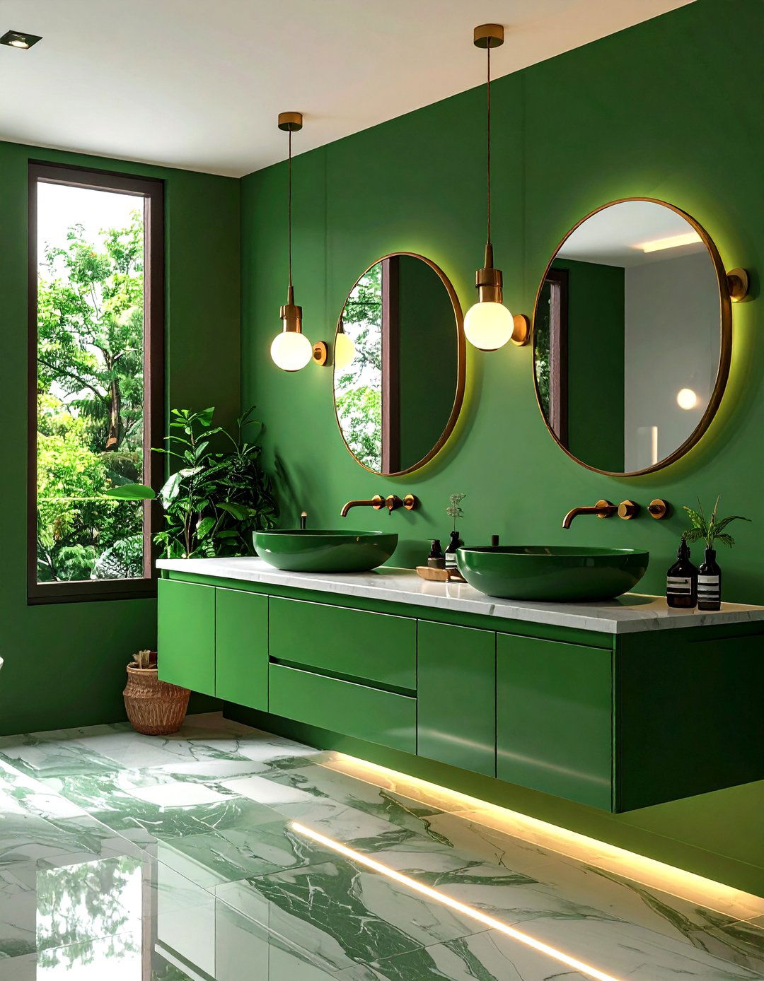 Forest Green Mood Lighting - 20 Forest Green Bathroom Ideas