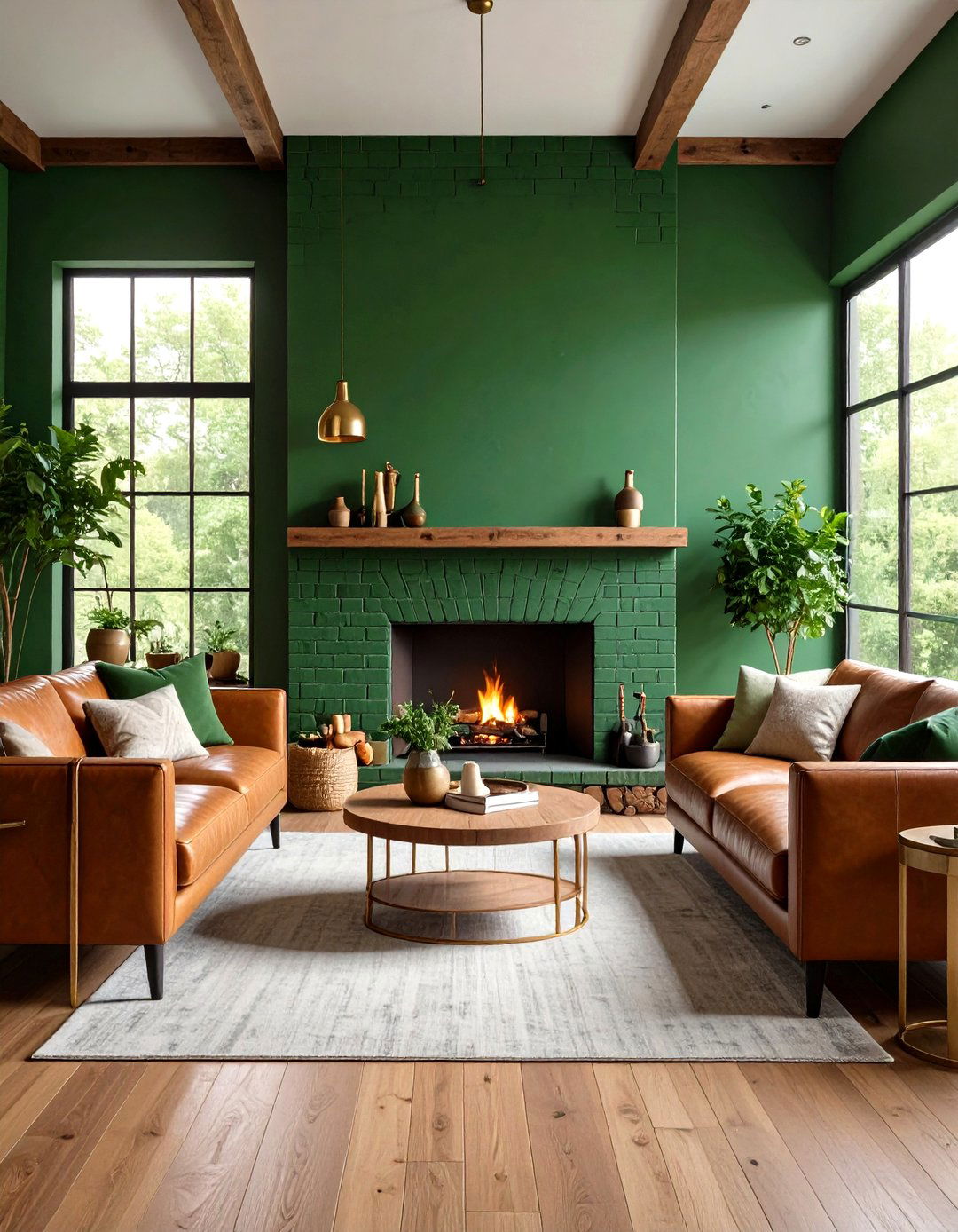 Forest Green Painted Brick Fireplace - 20 Painted Brick Fireplace Ideas