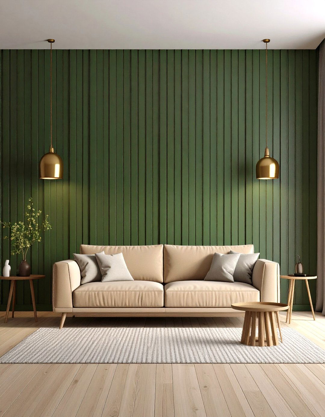 Forest Green Slat Green Accent Wall for Drama - 20 Green Accent Wall Ideas