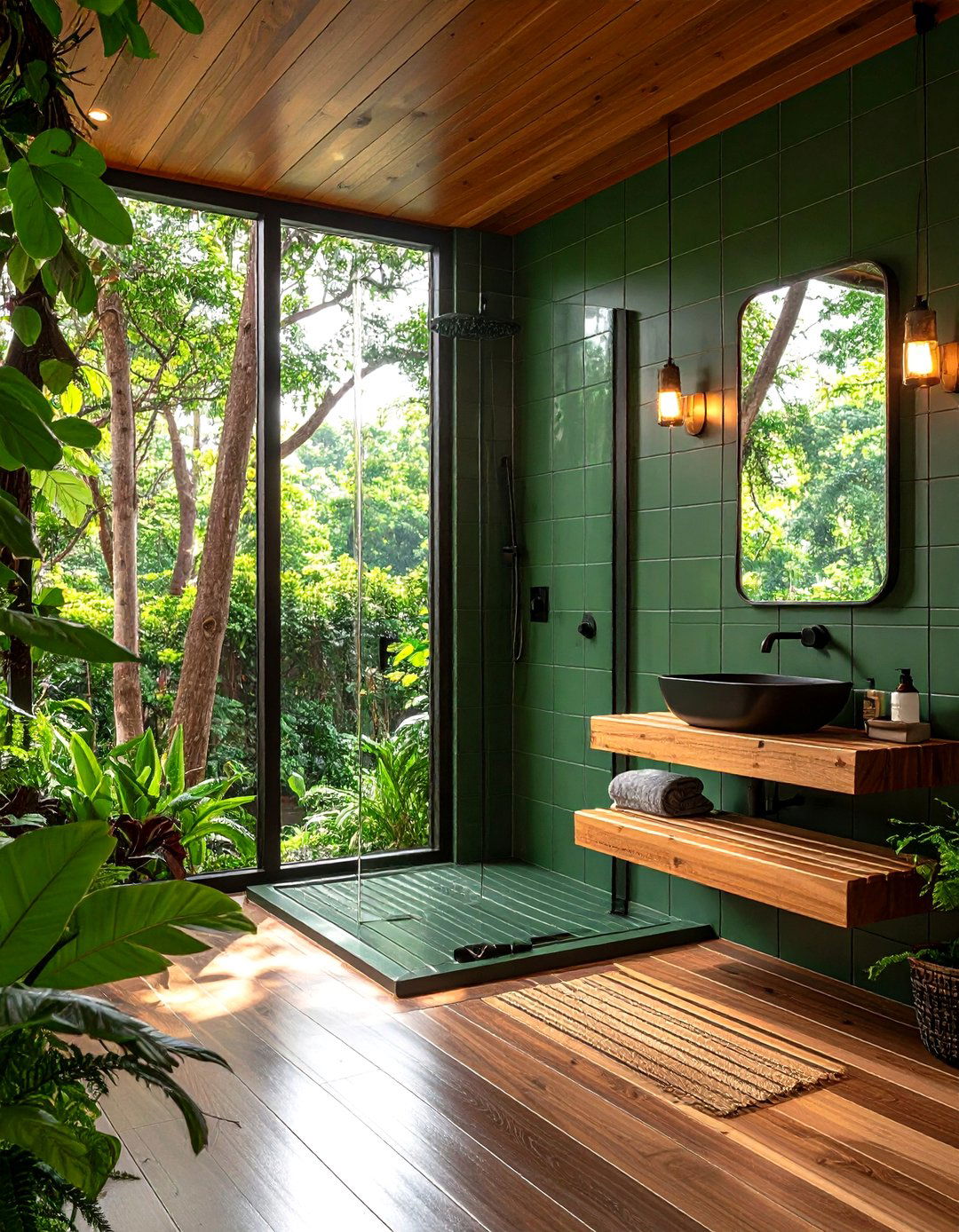Forest Green Subway Tile Shower - 20 Forest Green Bathroom Ideas