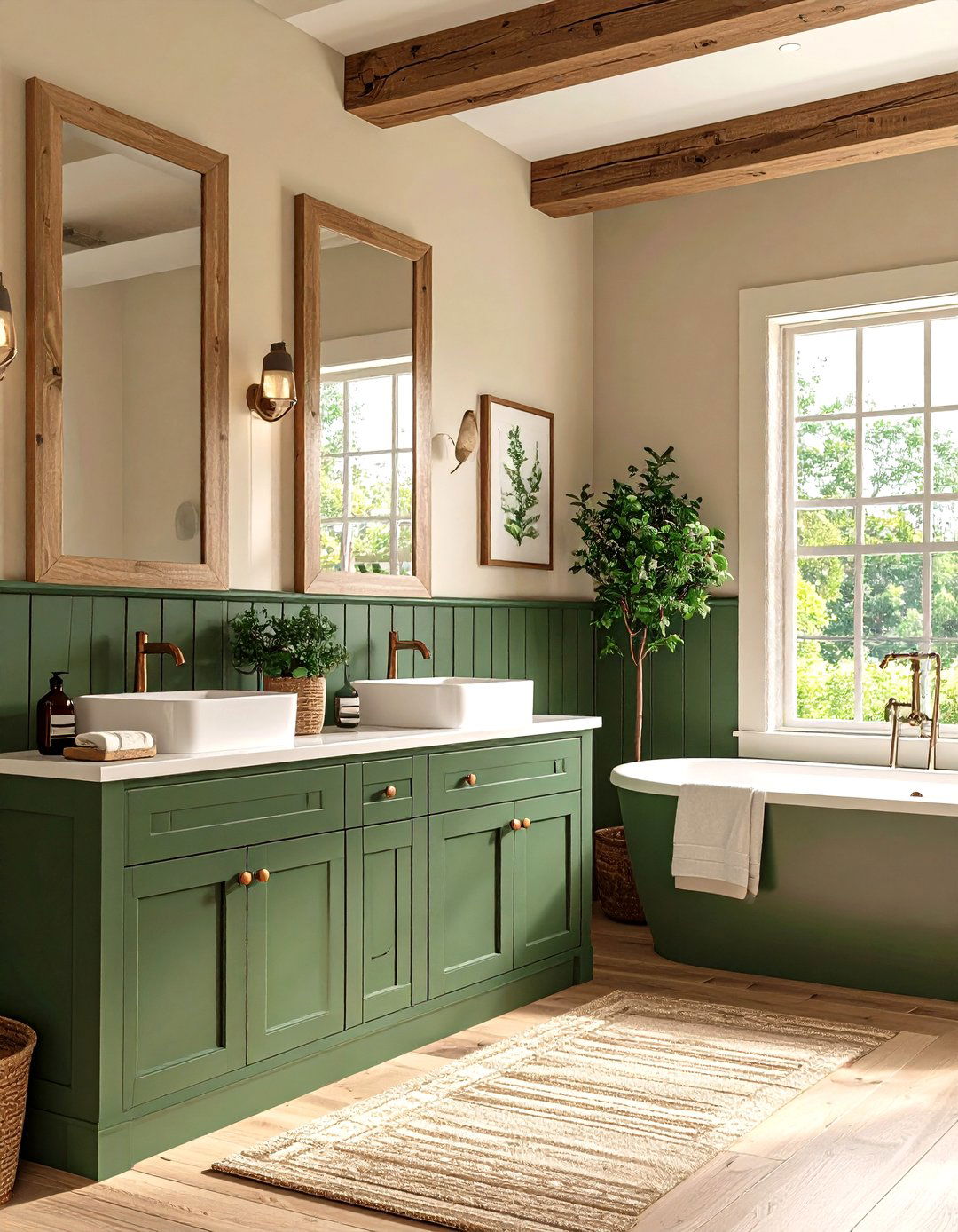 Forest Green Wainscot Paneling - 20 Forest Green Bathroom Ideas
