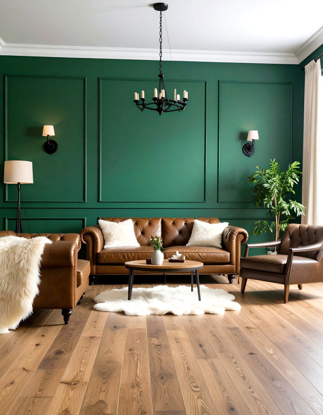 Forest Green Walls with Reclaimed Oak Floors - 20 Floor and Wall Color Ideas
