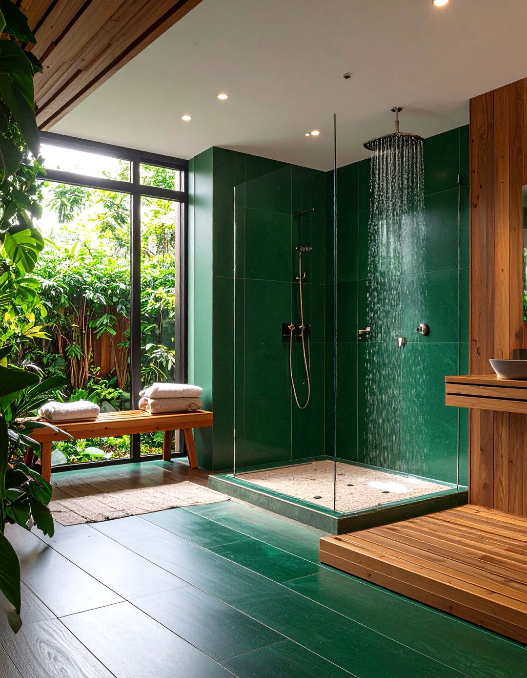 Forest Green Wet Room Spa - 20 Forest Green Bathroom Ideas