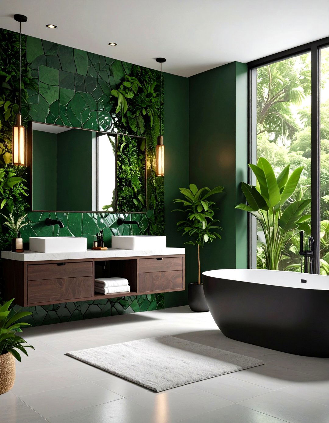 Forest Green Zellige Tile Luxe - 20 Green Bathroom Tile Ideas