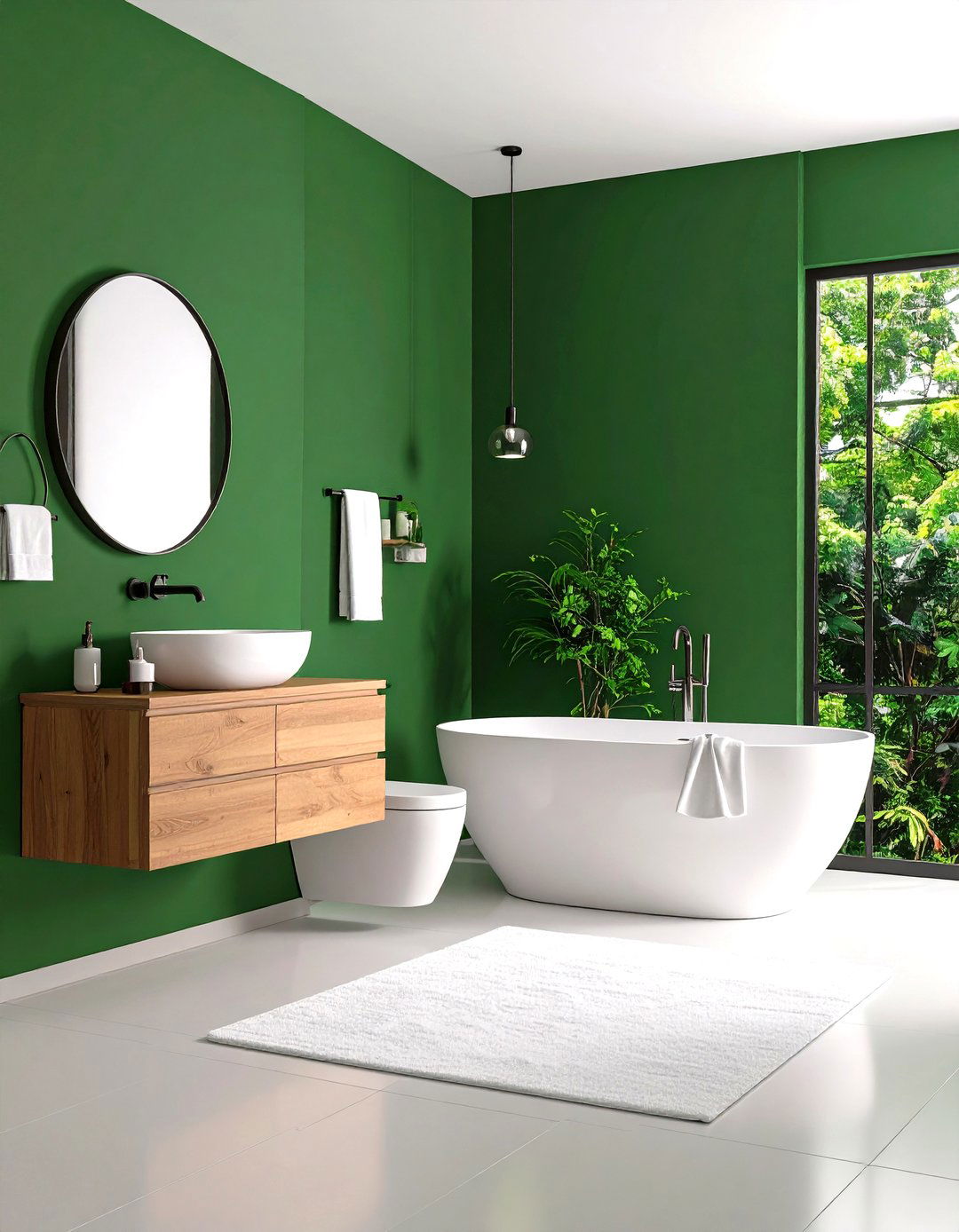 Forest Green and Crisp White Contrast - 20 Forest Green Bathroom Ideas