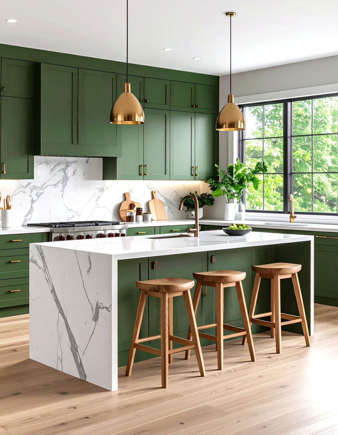 Forest Green and Crisp White Countertops for Instant Contrast - 20 Forest Green Kitchen Ideas