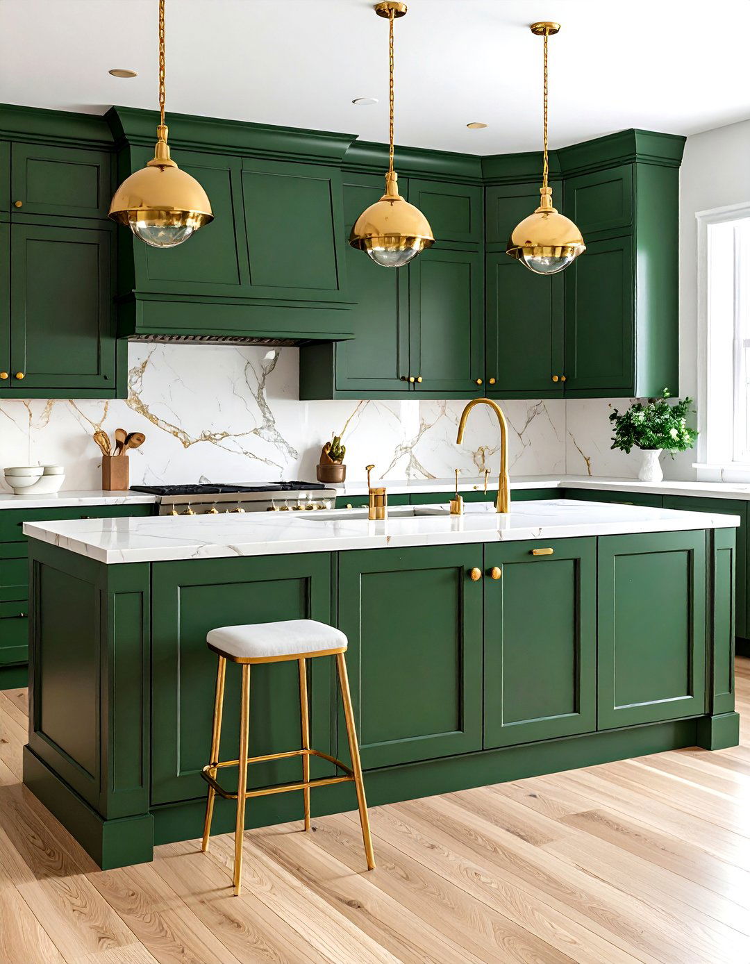 Forest Green and Gold Kitchen Color Drama - 20 Kitchen Color Ideas