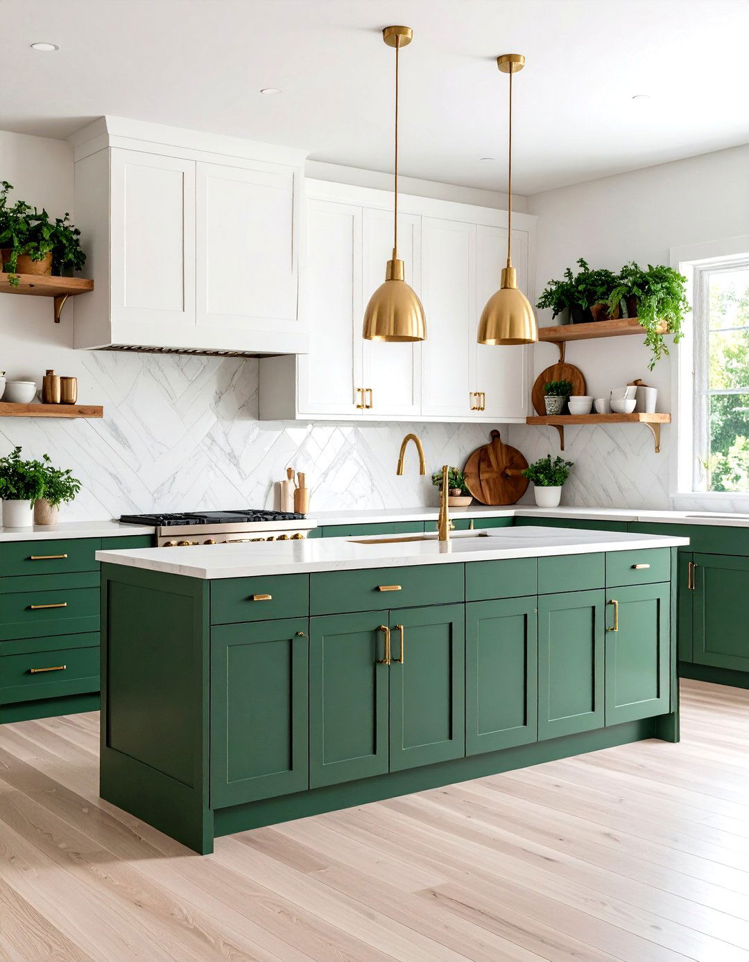 Forest Green and Soft White - 20 Two Tone Kitchen Cabinet Ideas