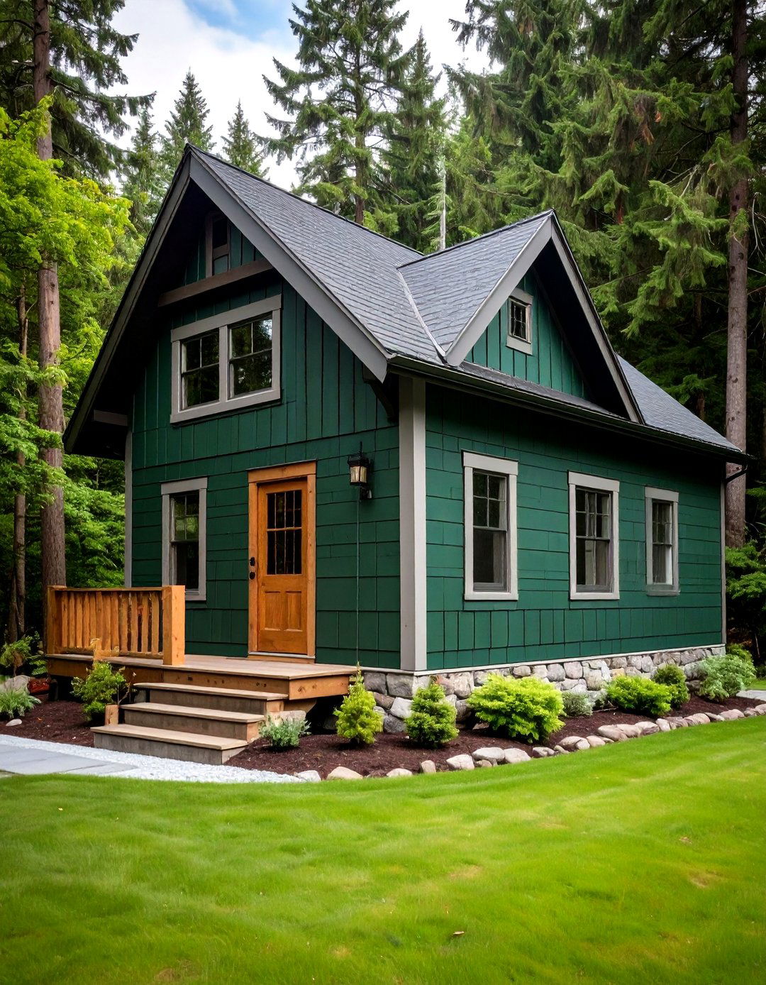 Forest Green and Stone Gray Natural Color Combination - 20 Exterior Color Palettes for Small Homes