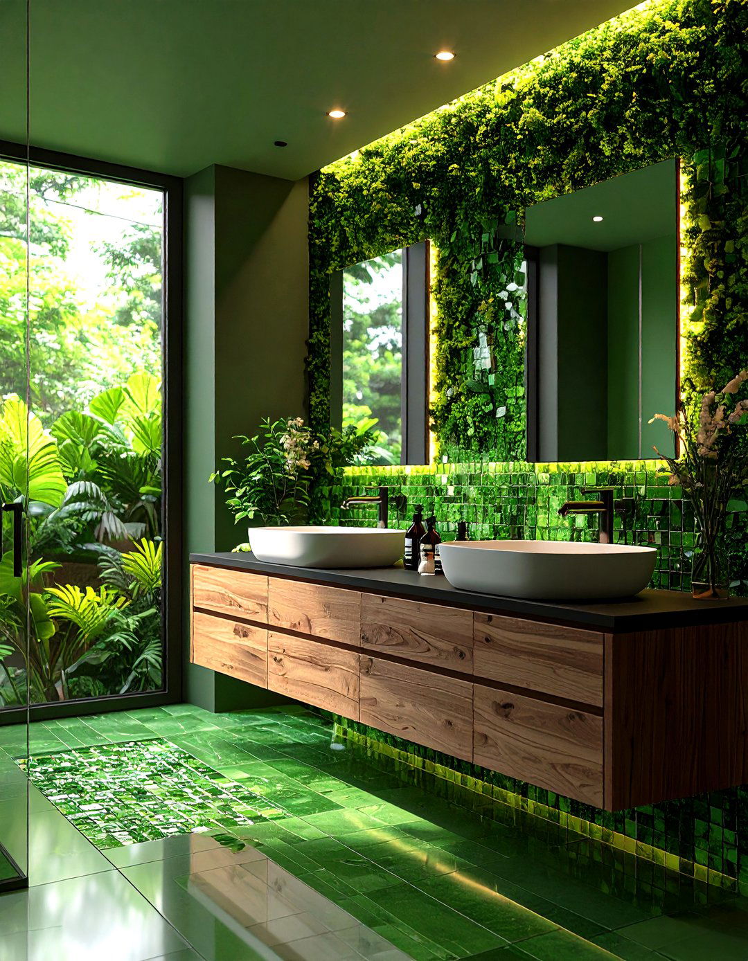 Forest Green and Sustainable Surfaces - 20 Forest Green Bathroom Ideas