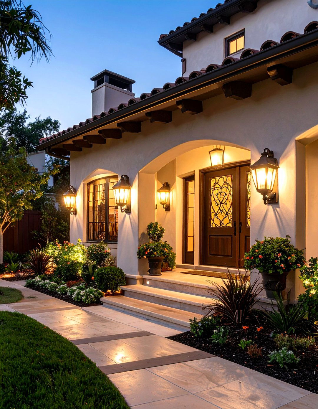 Forged Iron Light Sconces on Spanish Style Home Exteriors - 20 spanish style home exterior ideas