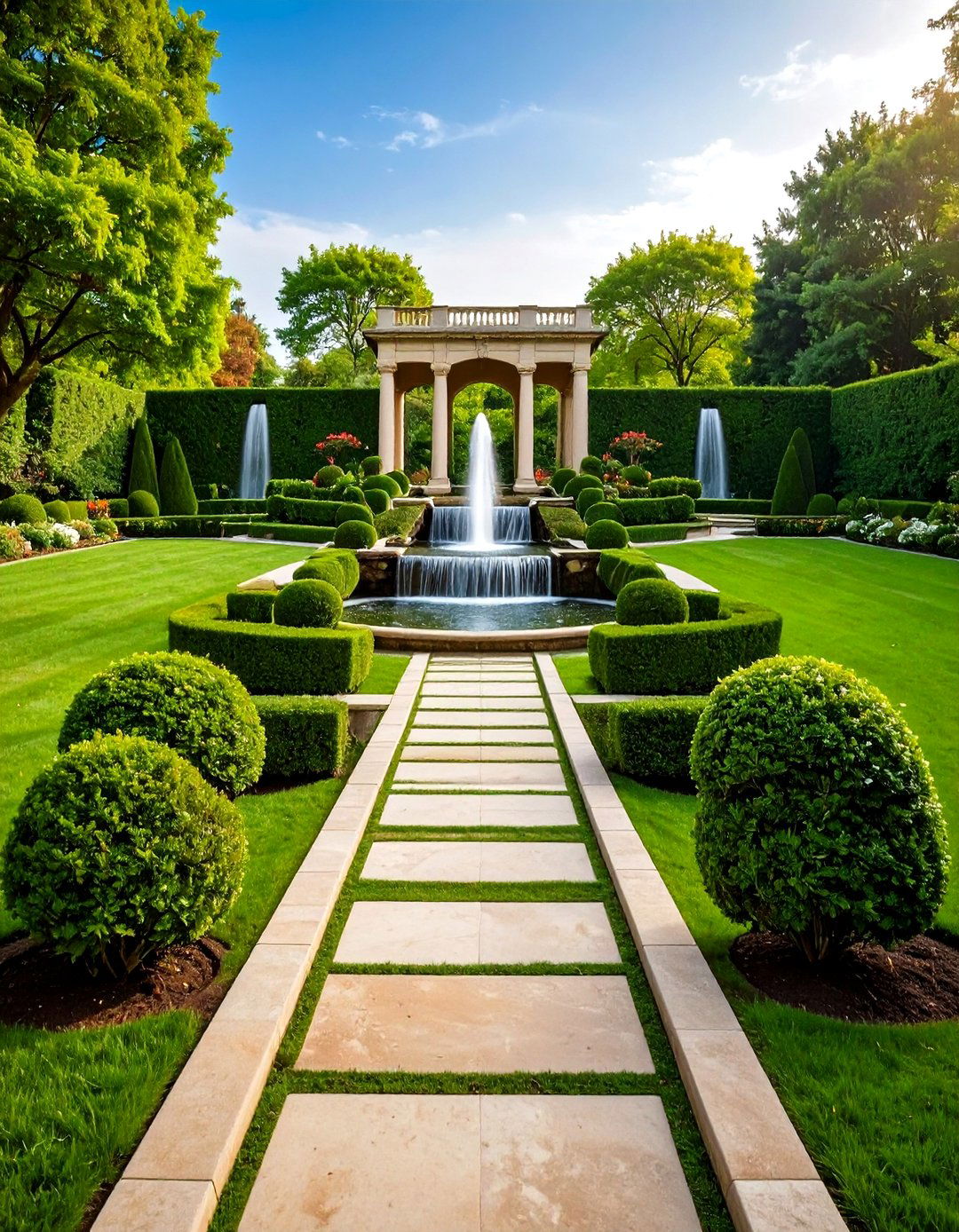 Formal Garden Pondless Waterfall - 20 Pondless Waterfall Design Ideas