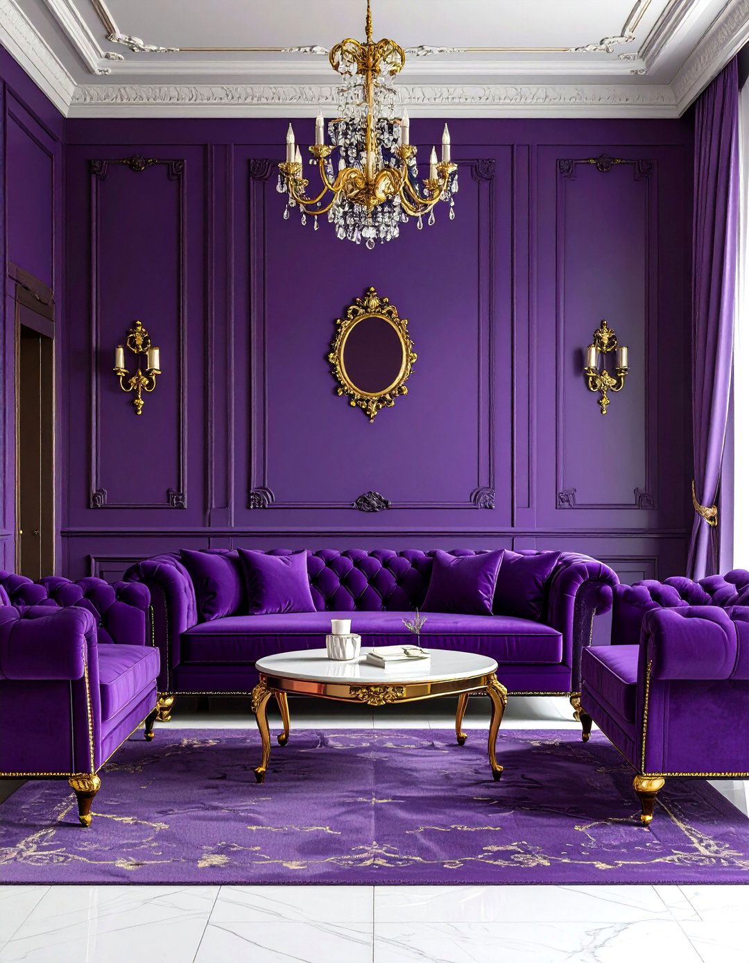 Formal Purple Living Room with Deep Royal Purple - 20 Purple Living Room Ideas