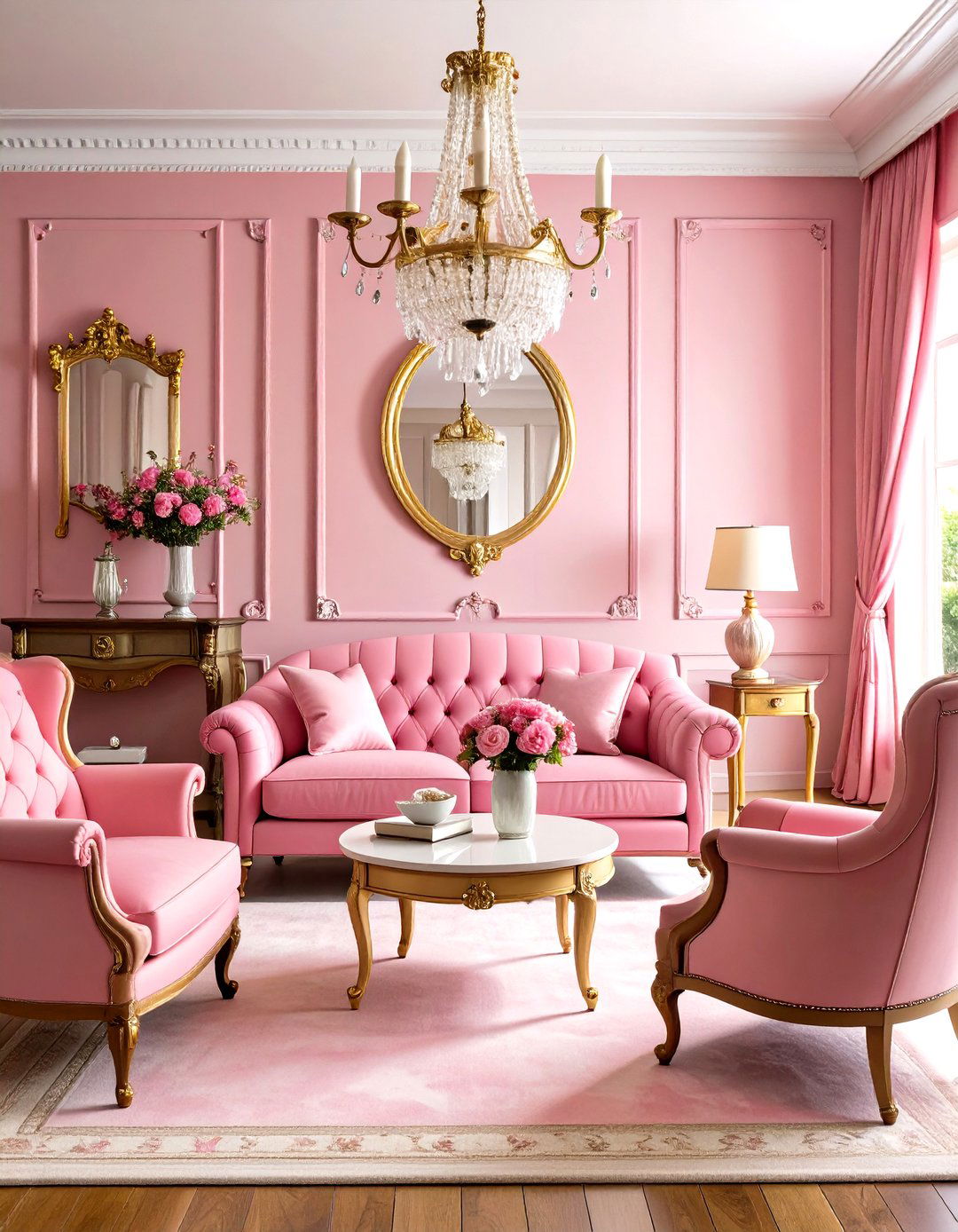 Formal Traditional Pink Living Room with Classic Elegance - 20 Pink Living Room Ideas