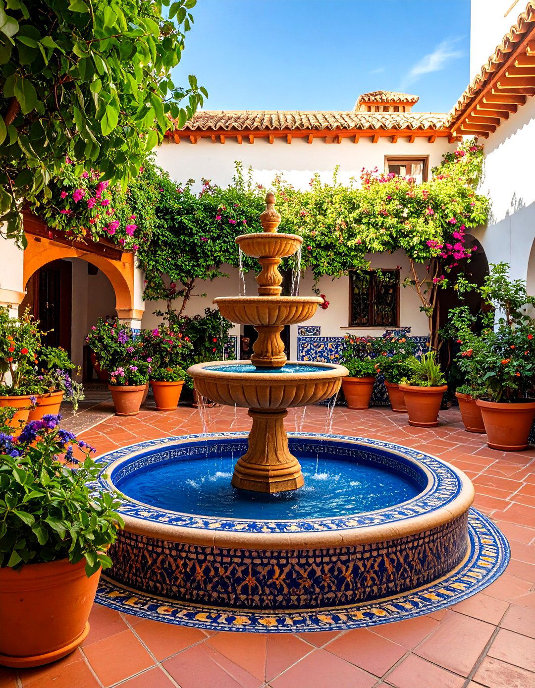 Fountains and Water Features - 20 Spanish Mediterranean House Ideas