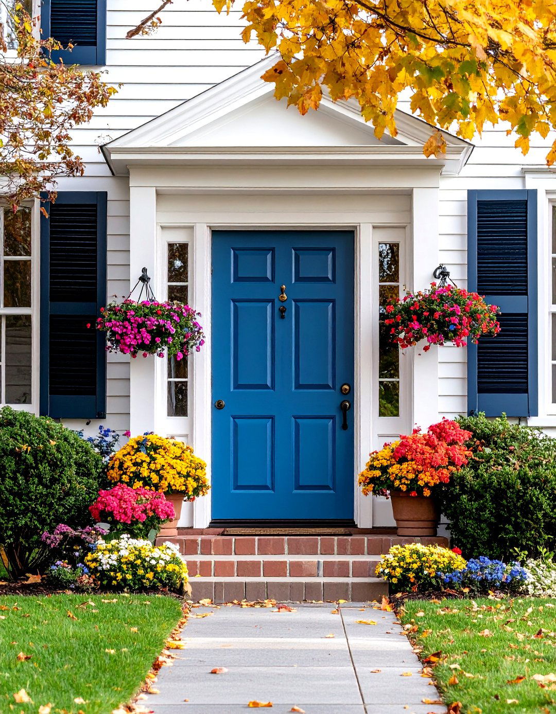 Four Panel Colonial Front Door with Simplified Design - 20 Colonial Front Door Ideas