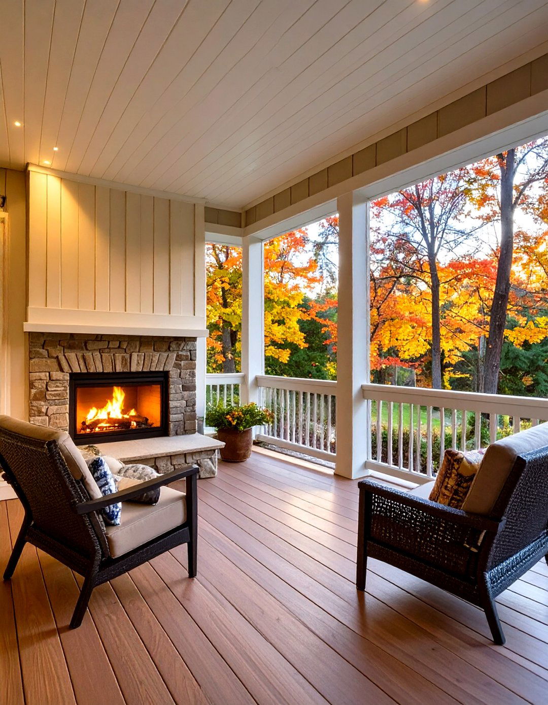 Four Season Porches with Fireplace and Insulation - 20 Screened-in Porch With Fireplace Ideas