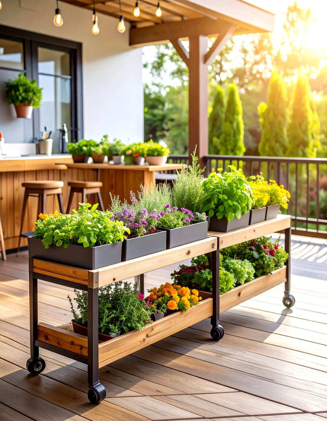 Fragrant Herb Bar on the Deck - 20 Deck Decorating Ideas With Plant