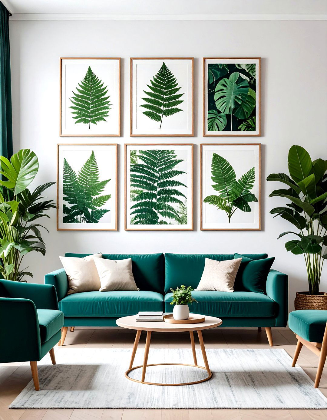 Frame Botanical Art in Deep Green - 20 Forest Green Living Room Ideas