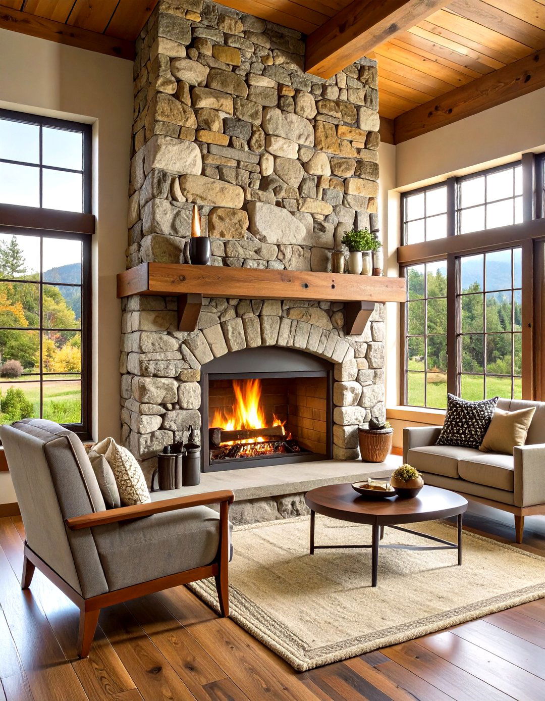 Frame a Story Book Stone Fireplace - 20 French Country Living Room Ideas