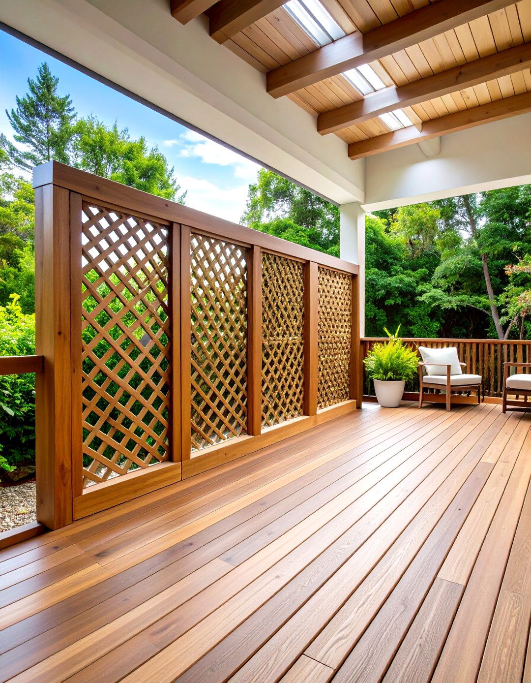 Frameless Floating Deck Lattice Screen for Minimalist Decks - 20 Deck Lattice Ideas