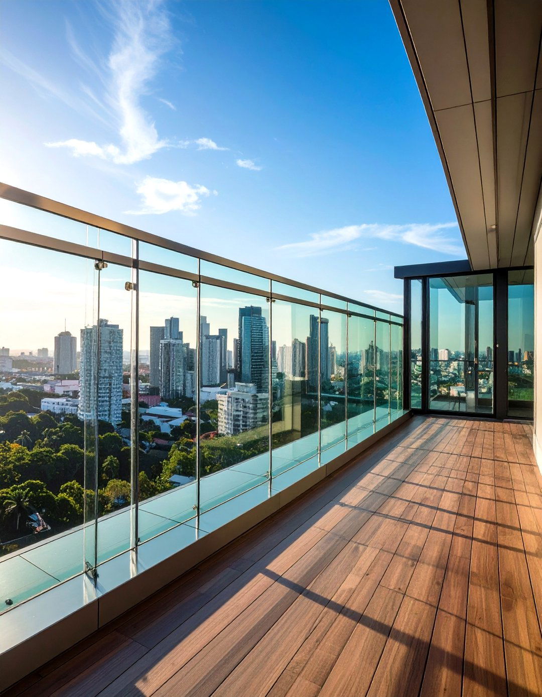 Frameless Glass Balcony for Unbroken Vistas - 20 Glass Balcony Design Ideas