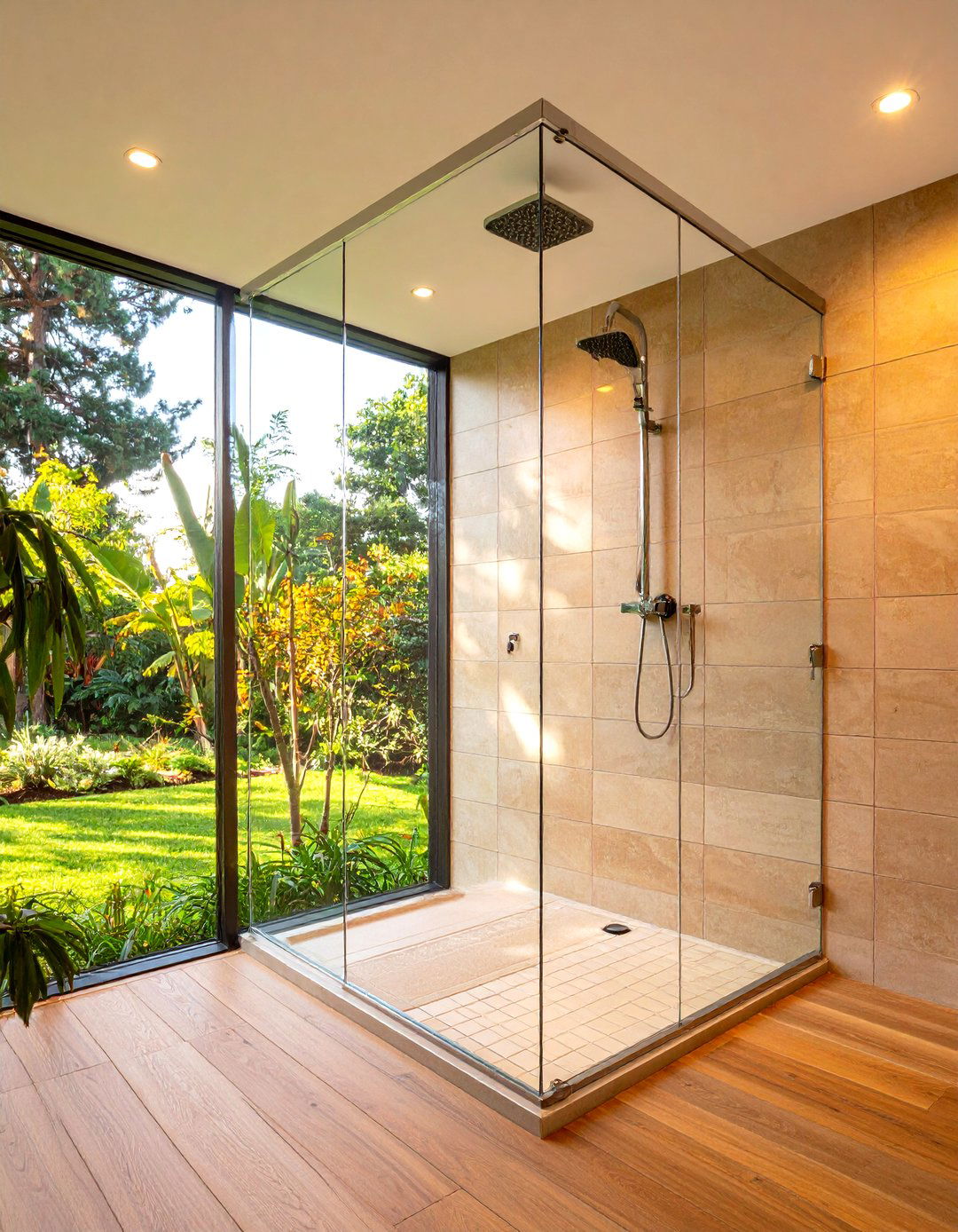 Frameless Glass Panel Shower - 20 Small Bathroom Walk in Shower Ideas