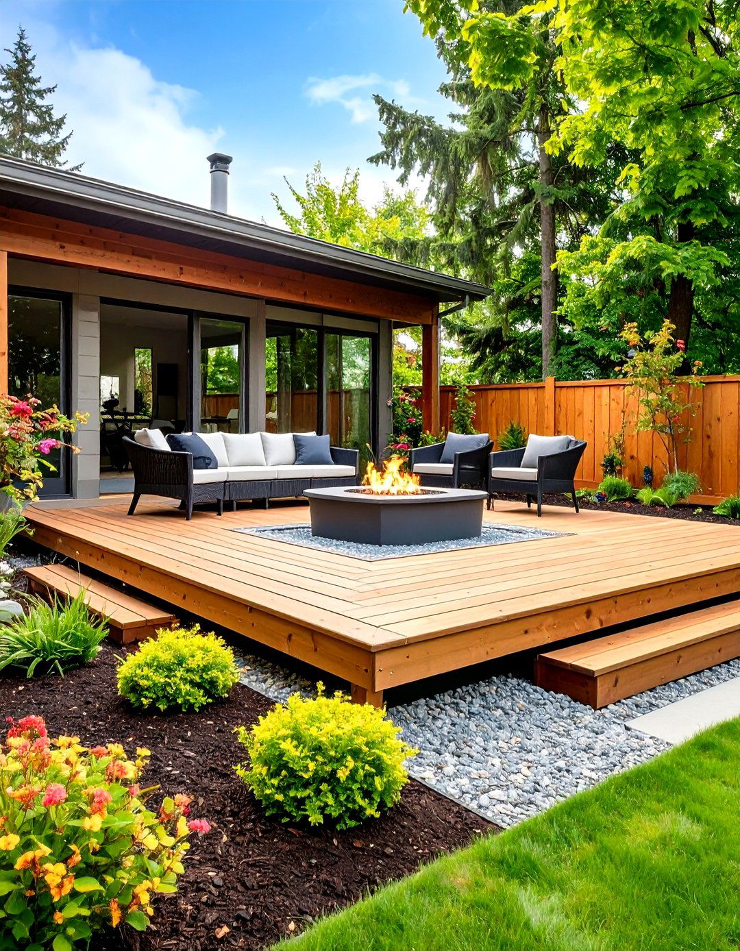 Free Standing Platform Deck as a Yard Focal Point - 20 Platform Deck Ideas