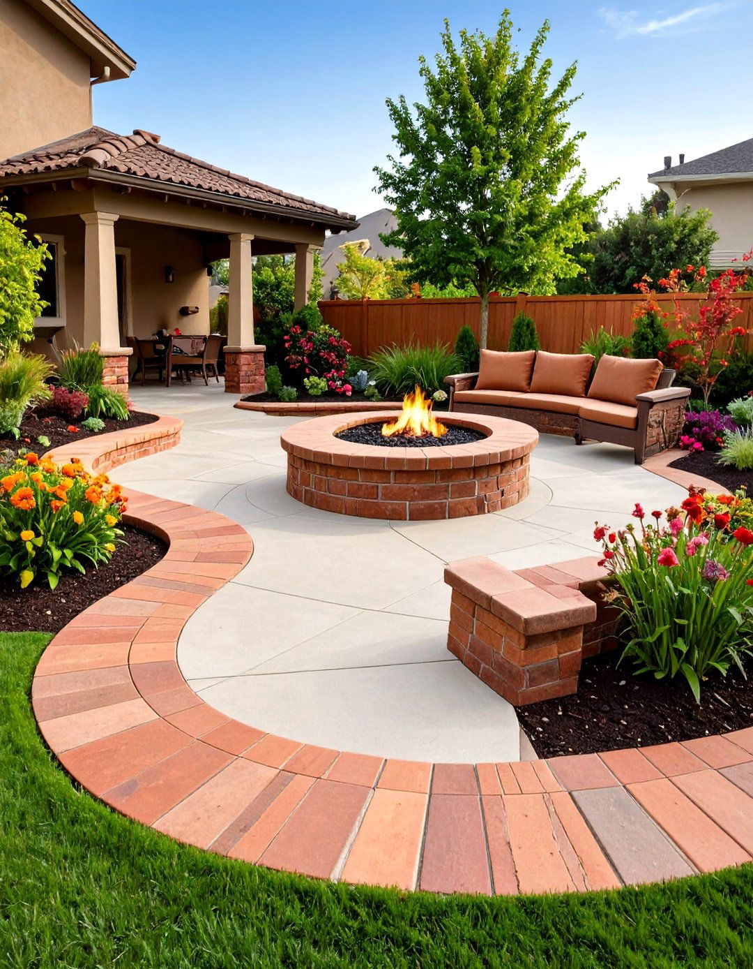 Freeform Organic - 20 Stamped Concrete Patio Ideas