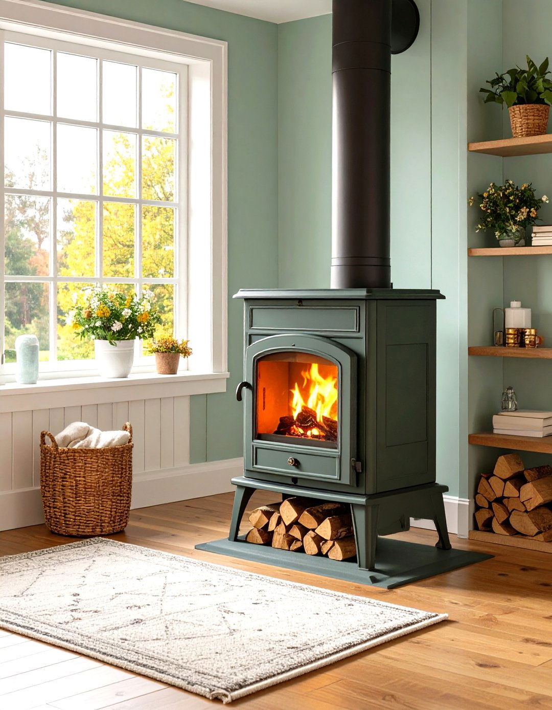 Freestanding Corner Wood Stove for Flexible Installation - 20 Corner Fireplace Ideas