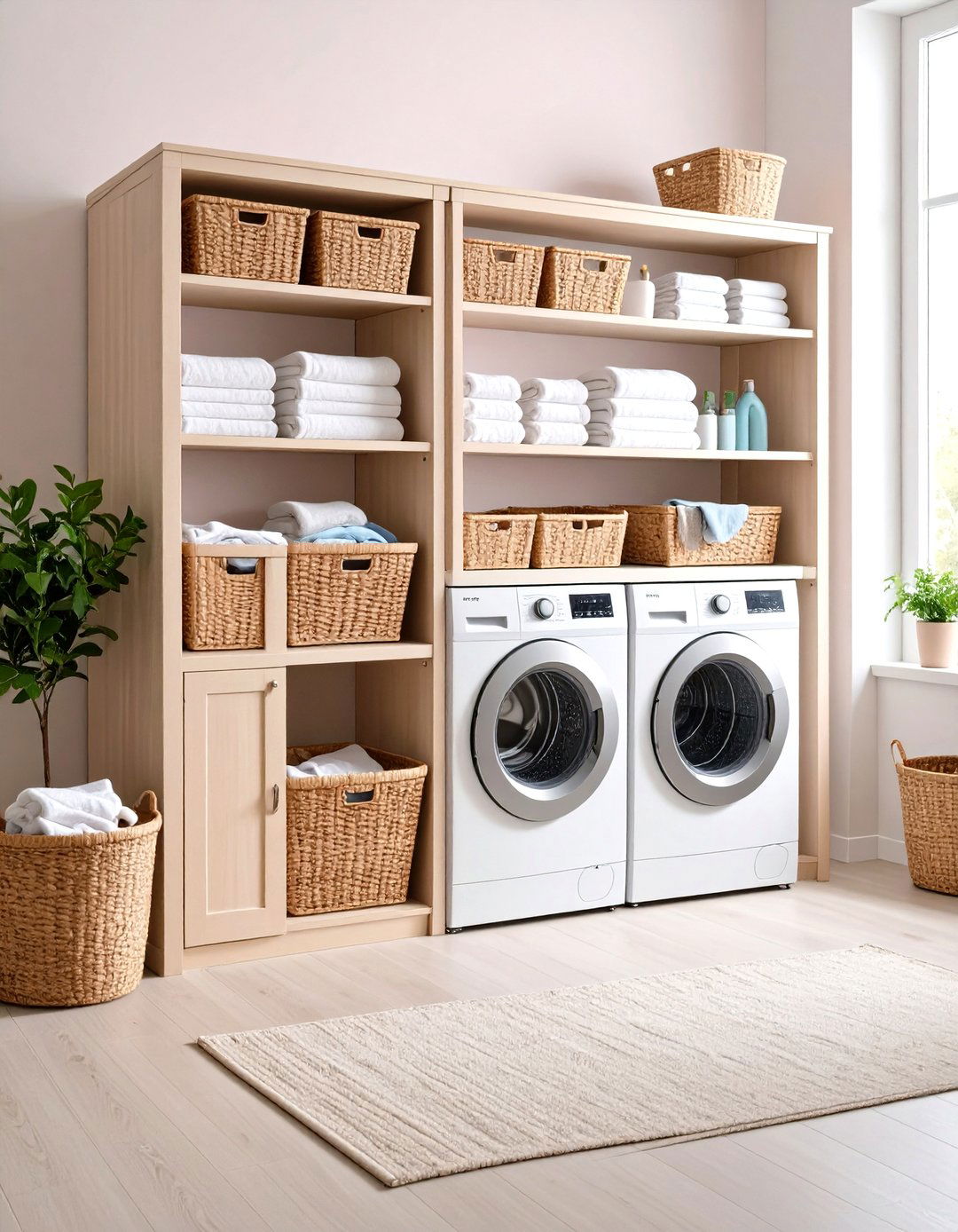 Freestanding Laundry Hamper Cabinet with Doors - 20 Laundry Basket Storage Ideas