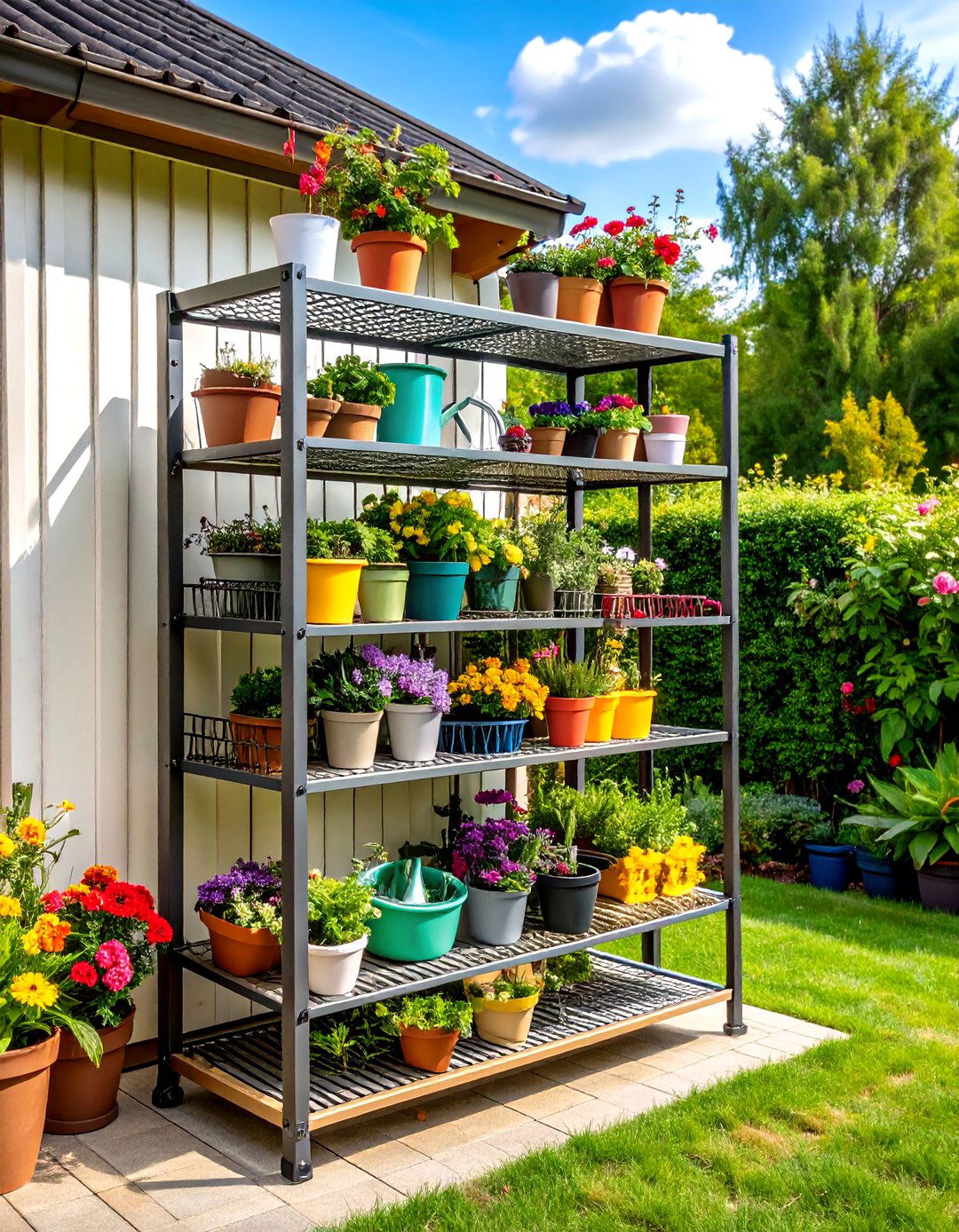 Freestanding Metal Shelving - 20 Shed Organization Ideas