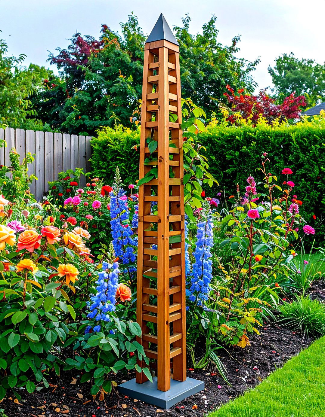 Freestanding Obelisk Trellis for Roses - 20 Garden Trellis Ideas
